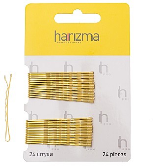 Harizma Невидимки 50 мм волна 24 шт золото