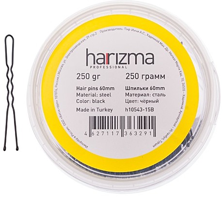 HARIZMA Шпильки 60 мм волна 250 гр черные