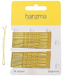 Harizma Невидимки 60 мм волна 24 шт золото